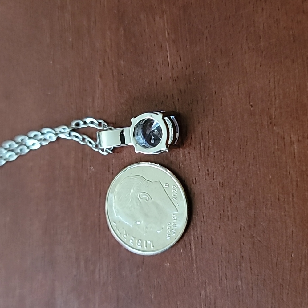 Silver Plated Rhinestone Pendant Necklace - Picture 5 of 6